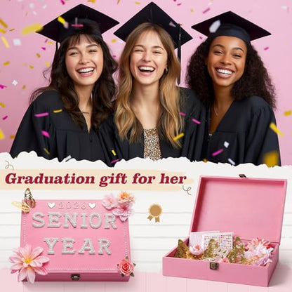 Yousoontic 2027 Senior Memory Keepsake Box and DIY Accessories,Pink - color: Pink