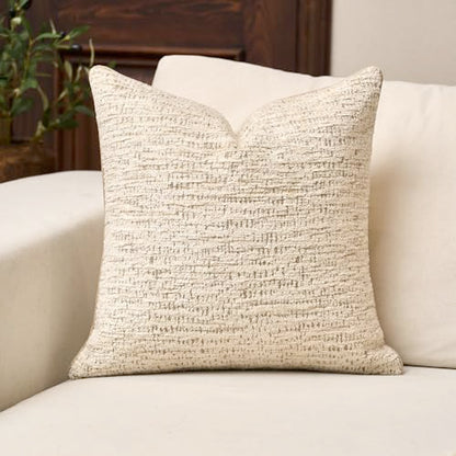 Yangest Chenille Pillow Cover 20 x 20 Inches, Thick Textured Square Throw Pillow Cover Farmhouse Modern Soft Accent Couch Neutral Pillow Cover for Living Room Bedroom, Beige - color: Beige, size: 20" x 20" (Pack of 1)