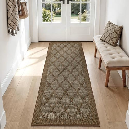 COSY HOMEER Non-Slip Door Mat 24"x60",Entryway Rugs Low Profile,Brown - color: Brown, size: 5' x 2' (Rectangular)