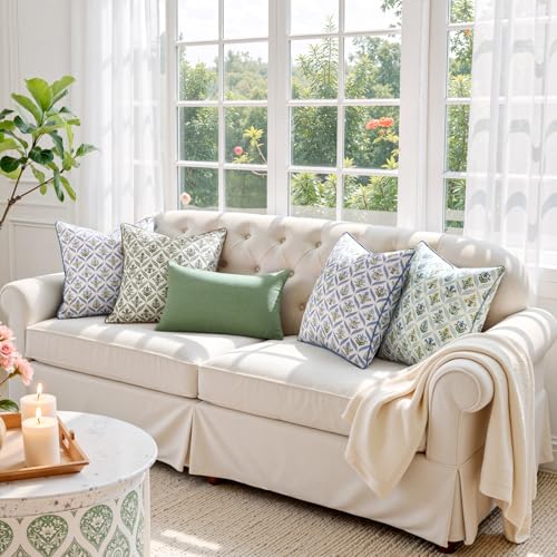 MIULEE Floral Throw Pillow Covers 20x20 Set of 2, Green and Brown - color: Green Brown, size: 20" x 20" (Pack of 2)