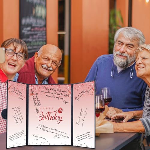 Crenics Red and Black Birthday Guest Sign in Book Alternative 18" x 12" - color: Black and Red