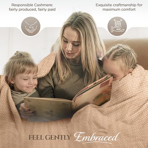 Cashmere Blanket – Hand Woven 100% Cashmere Wool Throw Blanket, 135 x 270 cm – Plain Cozy, and Soft Blanket for Bed, Sofa, or Couch - Made in Nepal - color: Brown