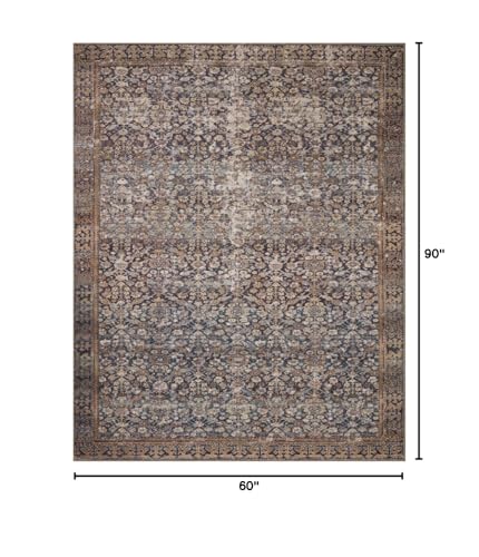 Loloi Amber Lewis Georgie Denim/Spice 5'-0" x 7'-6" Area Rug - color: Denim / Spice, size: 5' x 7'6" (Rectangular)