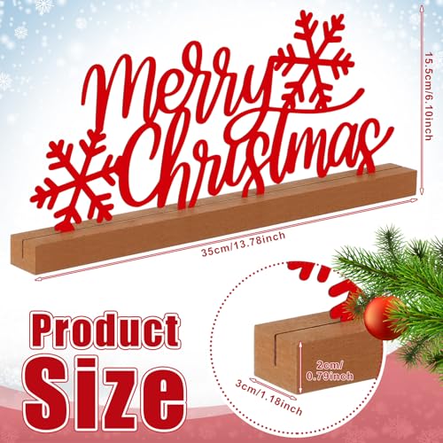 Yaocom 13.78 Inch Merry Christmas Table Sign Xmas Metal Letter Decor Christmas Freestanding Tabletop Decoration with Wooden Base for Home Tiered Tray Centerpiece Mantel Shelf Fireplace - style: Christmas