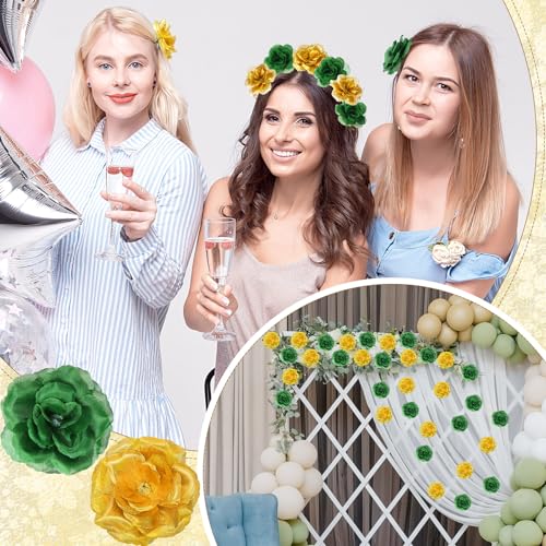 Yunlly 100 Pcs Artificial Flower for Wedding, Green,Gold - color: Green,gold