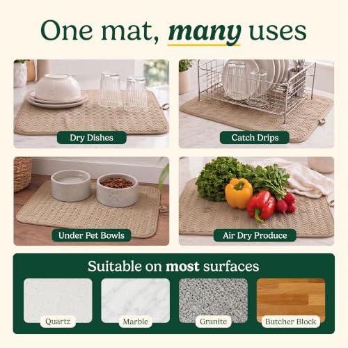 Cuisinart Dish Drying Mat for Kitchen Counter, 2-Pack XL 18"x24" - color: Geostripe Tan