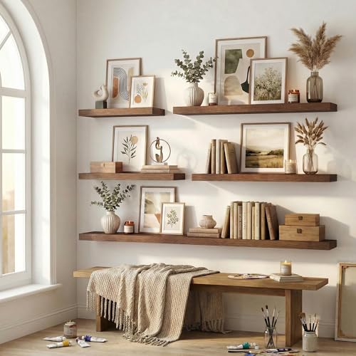 Venusmiles 12 inch Deep Floating Shelves for Wall, 36" Wide, Walnut, 2-Pack - color: Walnut Finish, size: 36"w x 12"d, 2p