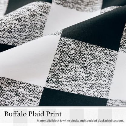 DriftAway Buffalo Plaid Blackout Curtains 2 Panels W52 x L96, Black - color: Black, size: 52"W x 96"L (Pack of 2)