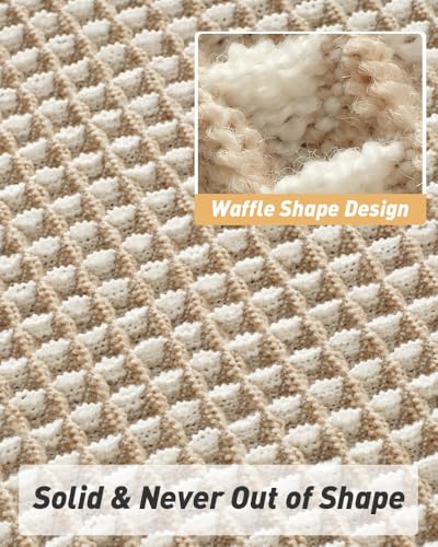 Upgraded Waffle Bath Mat Ultra Absorbent Non Slip Bathroom Mat, 18" x 30" - color: Brown & Cream, size: 18" x 30"