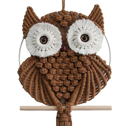 Achart Owl Macrame Wall Hanging-Hand Woven Boho Tapestry-Macrame Wall Decor - color: Brown-L
