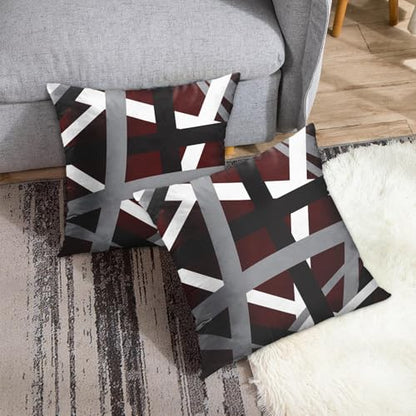 Emvency Throw Pillow Covers Set of 2, 18 x 18 Inch, Striped Retro Burgundy - color: Burgundy Red, size: 18" x 18" (Pack of 2)