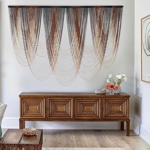 Macrame Wall Hanging Dip Dyed Brown Fiber Tapestry Boho Decor 57" W x 41" L - color: Brown