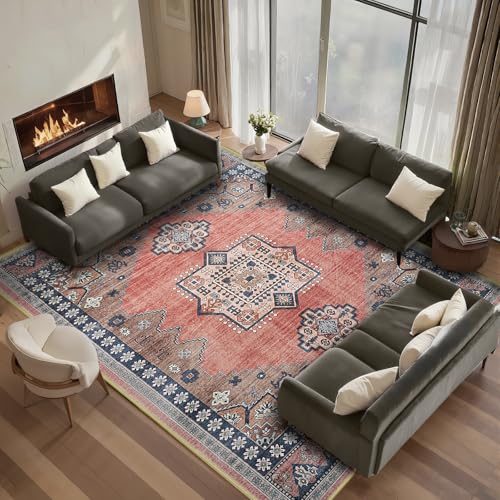 Boho Persian 5x7 Rust Area Rug for Living Room Dining Room Office Bedroom - color: Warm Rust, size: 5 x 7 feet