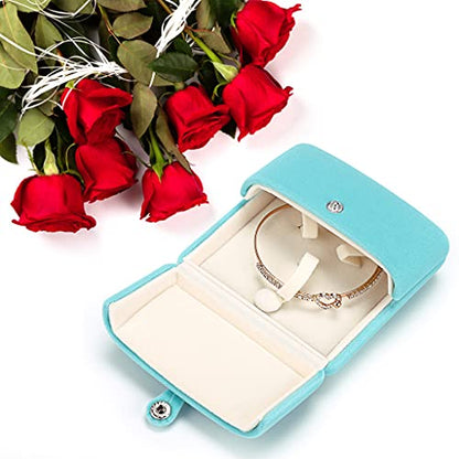 MDLUU Velvet Bracelet Gift Box, Bangle Holder Case, Jewelry Storage Displays for Birthday, Wedding, Valentine's Day, Anniversary (Cyan Blue) - color: cyan blue
