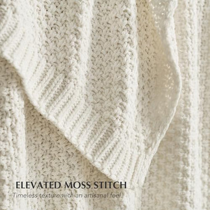 EVERGRACEHOME Chunky Chenille Knit Throw Blanket, 50 x 60, Bright White - color: Bright White, size: 50" X 60"