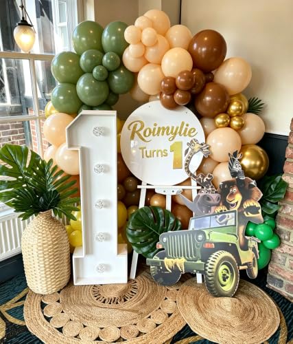 Brown Green woodland Party Balloons, 60 Pcs 12 Inch Sage Green Brown Gold Party Balloons Jungle Safari Balloons For Birthday Engagement Wedding Anniversary Jungle Party Decorations - color: Green Brown
