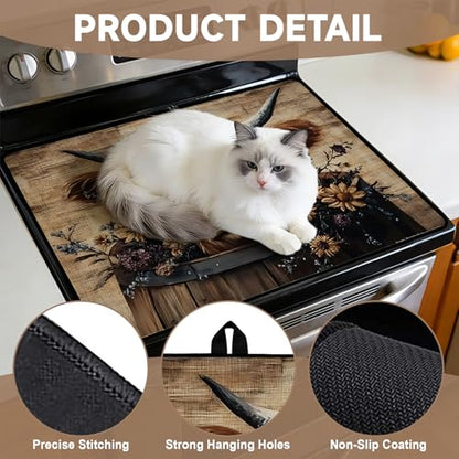 Stove Top Cover for Electric Stoves: All-in-One Heat-Resistant Protector Mat, Non-Slip Kitchen Counter Mat Cow Pattern 28''x20'' - color: CH186
