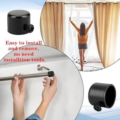Curtain Rod Ends Window Curtains Rod End Cap Metal Sealing Finial Caps for 1.1 inch (28 mm) Diameter Curtain Roman Head Black 4 PCS