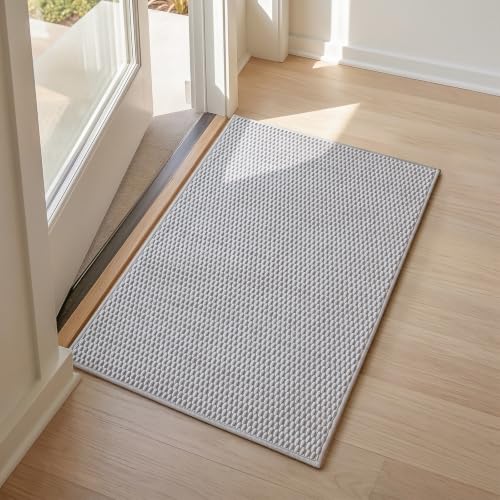 Sunfly 2x3 Entryway Rug with Non Slip Rubber Backing Light Grey - color: Light Grey, size: 2' x 3' (Rectangular)