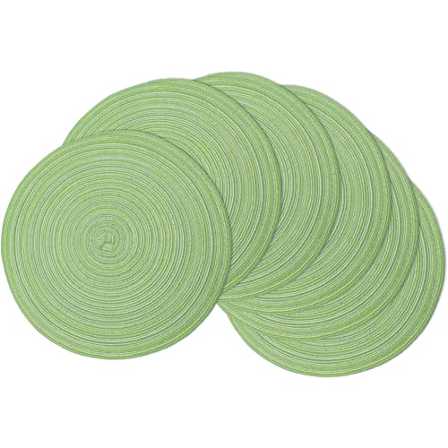 MIAOMIAO Round Placemats Set of 6 Braided Dining Table Kitchen Decor Mets - color: Green