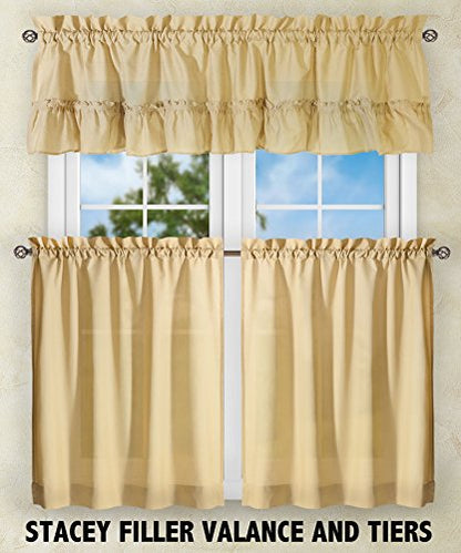Ellis Curtain Stacey 54-by-13 Inch Ruffled Filler Valance (Almond) - color: Almond