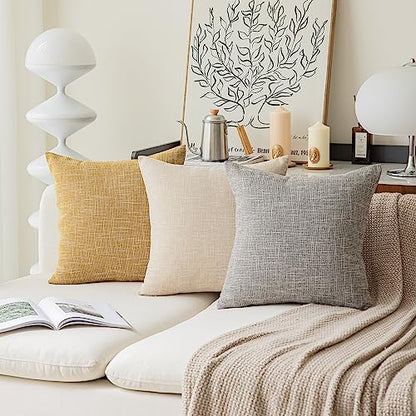 Kevin Textile Faux Linen Square 2 Tone Woven Throw Pillow Covers Sham Cushion Case for Car/Couch Use, 18-inch(2 Packs, Grey) - color: Gray, size: 18" x 18" (Pack of 2)