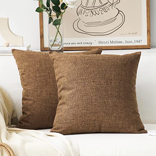 Home Brilliant Decorative Pillow Covers 16x16 inch Set of 2 Cushion Covers for Couch Bench Sofa, 40cm, Brown - color: Brown, size: 16" x 16" (Pack of 2)