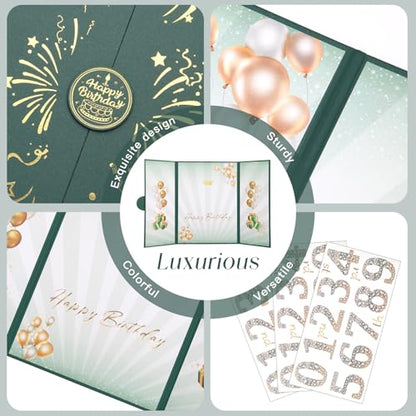 Green Gold Birthday Party Decoration 18"x12" Guest Sign in Book Alternative - color: Green