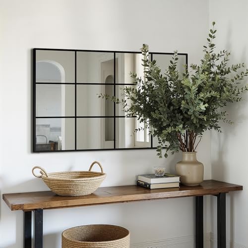 Delma Window Pane Mirror for Wall, 24"x36" Window Mirror Black - size: 36"L x 24"W