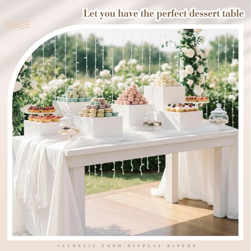 Leinuosen 7 Pcs Extra Large Acrylic Buffet Risers, 8-14" Square, White - color: White, size: 8" to 14", style: Square