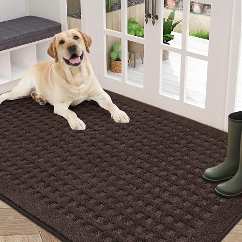 BEQHAUSE Dirt Trapper Door Mats 36"x60", Non Slip Washable, Dark Brown - color: Dark Brown, size: 36" X 60" (Rectangular)