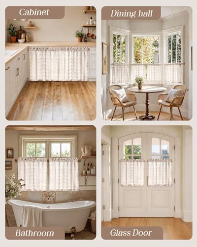 Miss Adola 24 Inch Length Kitchen Tier Curtains, Striped Farmhouse - color: Striped Farmhouse, size: 28"W x 24"L (Pack of 2)