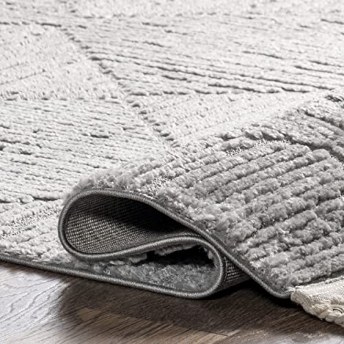 nuLOOM Kerry Light Grey Geometric Power Loomed Area Rug, 8' x 10' - color: Kerry Light Grey, size: 7'10" x 10' (Rectangular)