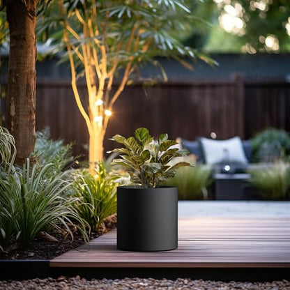 Kante Accent Round Cylinder Black Concrete Planter 12.6" Tall, Outdoor - color: Black, size: 12.6" Dia