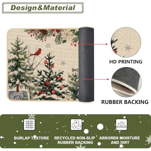 Baccessor Christmas Kitchen Rugs Set of 2, 17x29 and 17x47 Inch - color: Xmas Trees