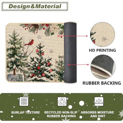 Baccessor Christmas Kitchen Rugs Set of 2, 17x29 and 17x47 Inch - color: Xmas Trees
