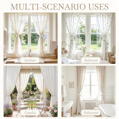 VIS'V Magnetic Curtain Tiebacks, Boho Curtain Holdbacks, Cream, 2 Pcs - color: Cream