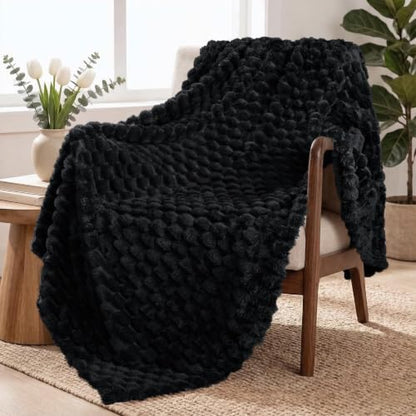 Exclusivo Mezcla Large 3D Fleece Throw Blanket for Couch, Black - color: Black, size: Throw ( 50x70 IN )