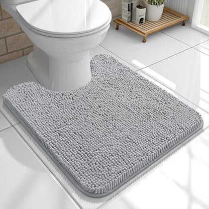 OLANLY Toilet Rugs U-Shaped 20x20, Soft Absorbent Chenille Contour Rugs - color: Light Grey, size: 20" X 20" Contour Rug
