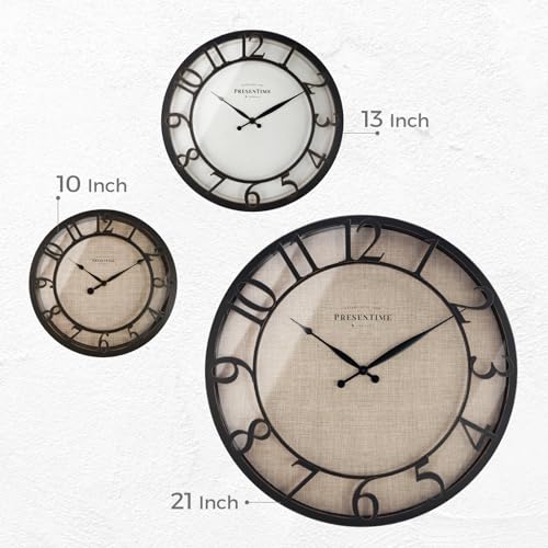 Presentime 13" Farmhouse Series Wall Clock - color: Oil Rubbed Bronze / Antique White, size: 13 inch