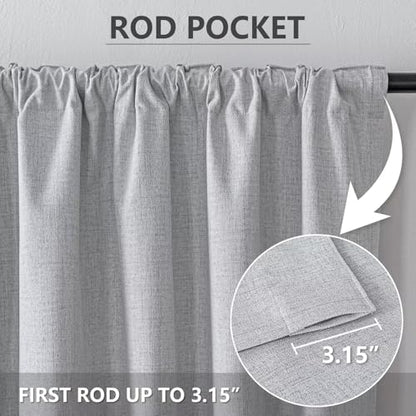 100% Blackout Curtains 84 inch Length Faux Linen (W37 x L84, White) - color: White, size: 37"W x 84"L (Pack of 2)