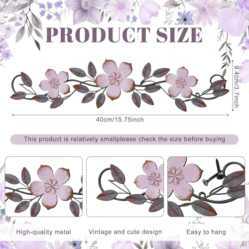 Wesiti Metal Flower Wall Art Decor Vintage Wrought Scroll, Purple - color: Purple