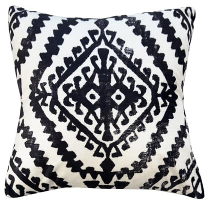 Black & White Decorative Throw Pillow Covers, Set of 4, 18x18 Inch Geometric Ikat Textured Accent Pillow Cover 4 Pack - color: Tribal
