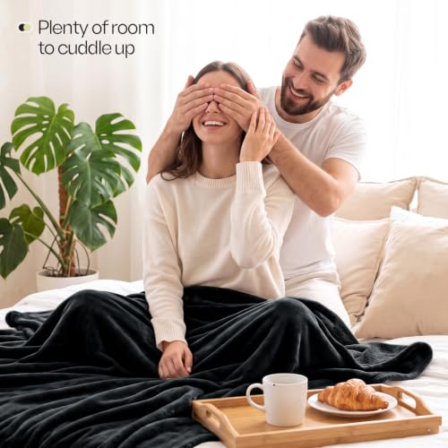 Soft Fleece Blanket for Bed King Size Black (90x102 Inch) - color: Black, size: King (90x102 Inch)