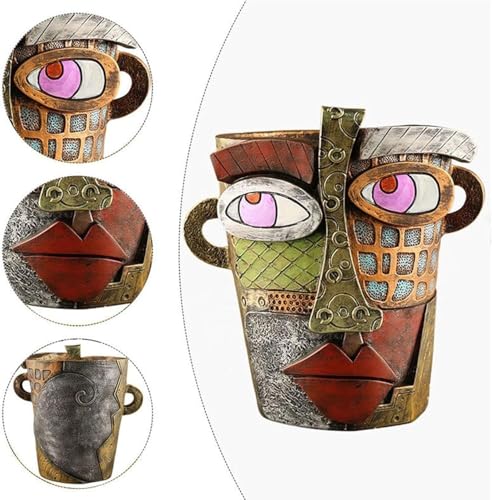 Picasso Pot, Face Planters, Plant Pots Sanxingdui Style, Abstract Head Planter, Handcrafted Planter Resin - Cute and Funky (Retro) - color: Retro