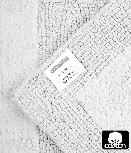 COTTON CRAFT 2 Pack Reversible Bath Mat - Soft Plush Bath Rug -17x24- White - color: White, size: 17x24 Inches