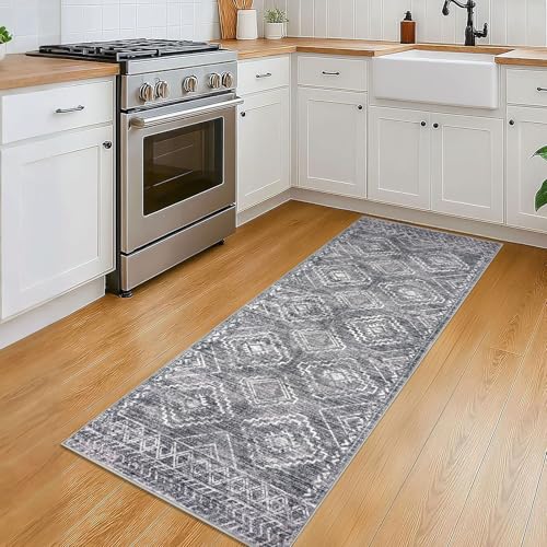 KILOCOCO Washable Runner Rug 2x5 ft Non-Slip Hallway Runners, Grey - color: Grey, size: 2' x 5' (Runner)