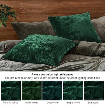 PHF Truly Velvet Euro Shams 26" x 26", Emerald Green, No Insert, 2 Pack - color: Emerald Green, size: 26" x 26" (Pack of 2)