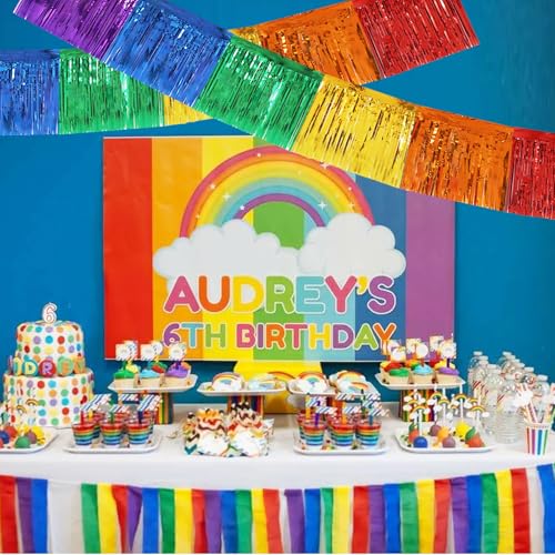 BEISHIDA Colorful Fringe Garland Banner 30ft Wall Tinsel Foil Streamers - color: Colorful