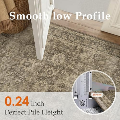 HUGEAR 2x3 Brown Retro Distressed Washable Area Rug for Entryway - color: A| Brown, size: 2' x 3' (Rectangular)